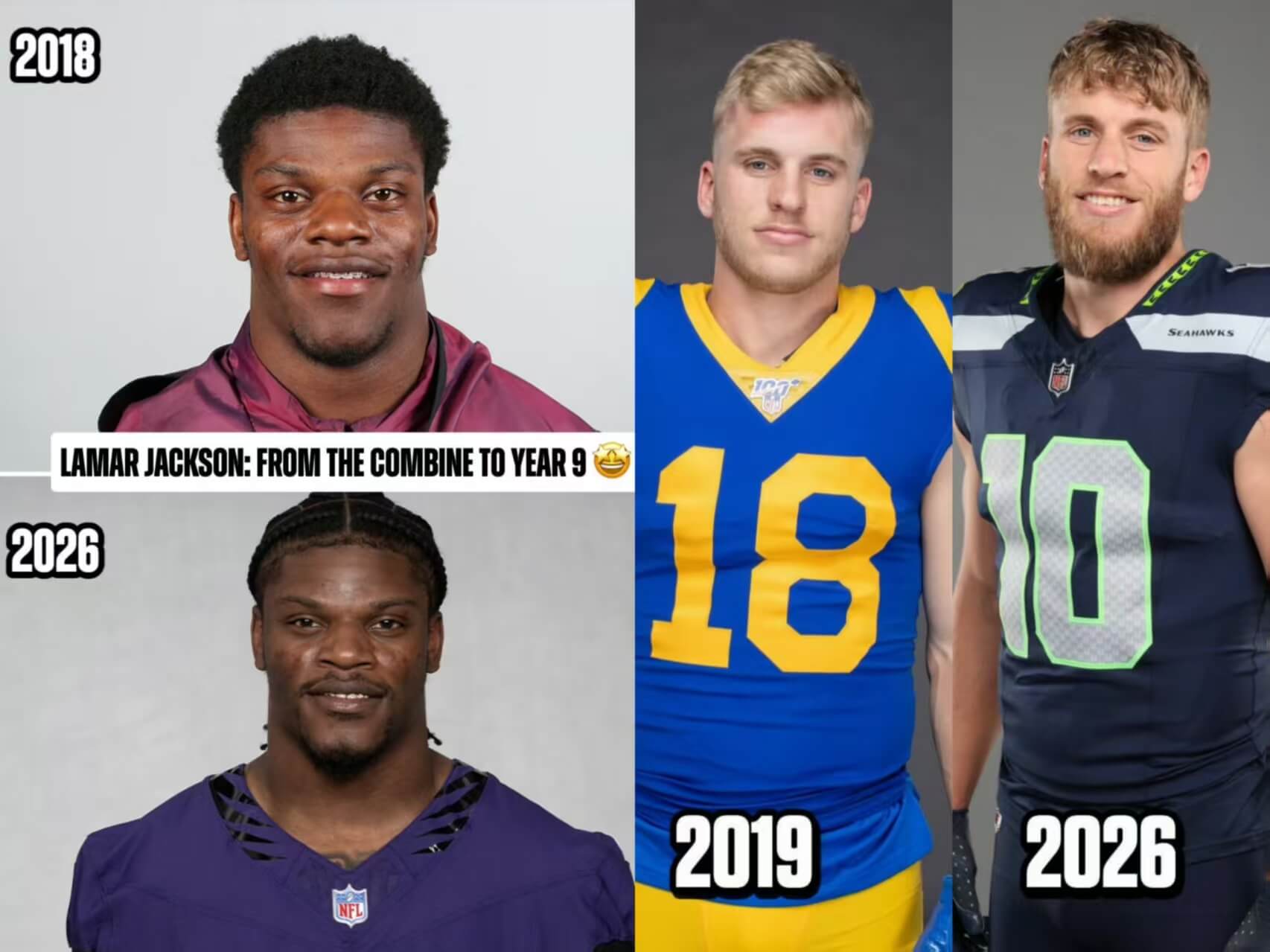 Jackson hält die Ravens-Tradition aufrecht, Cope trägt das Seahawks-Trikot